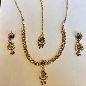 4c Indian Jewelry Set Elegant Gold and Purple